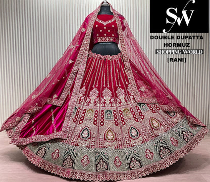 D.Maroon double dupatta bridal Lehenga