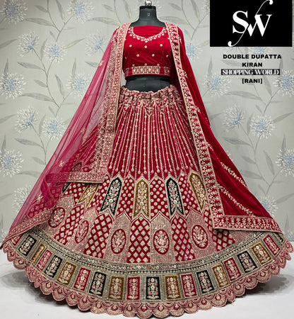 D.Maroon double dupatta bridal Lehenga
