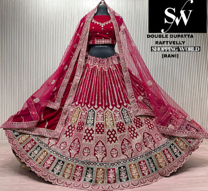 D.Maroon double dupatta bridal Lehenga