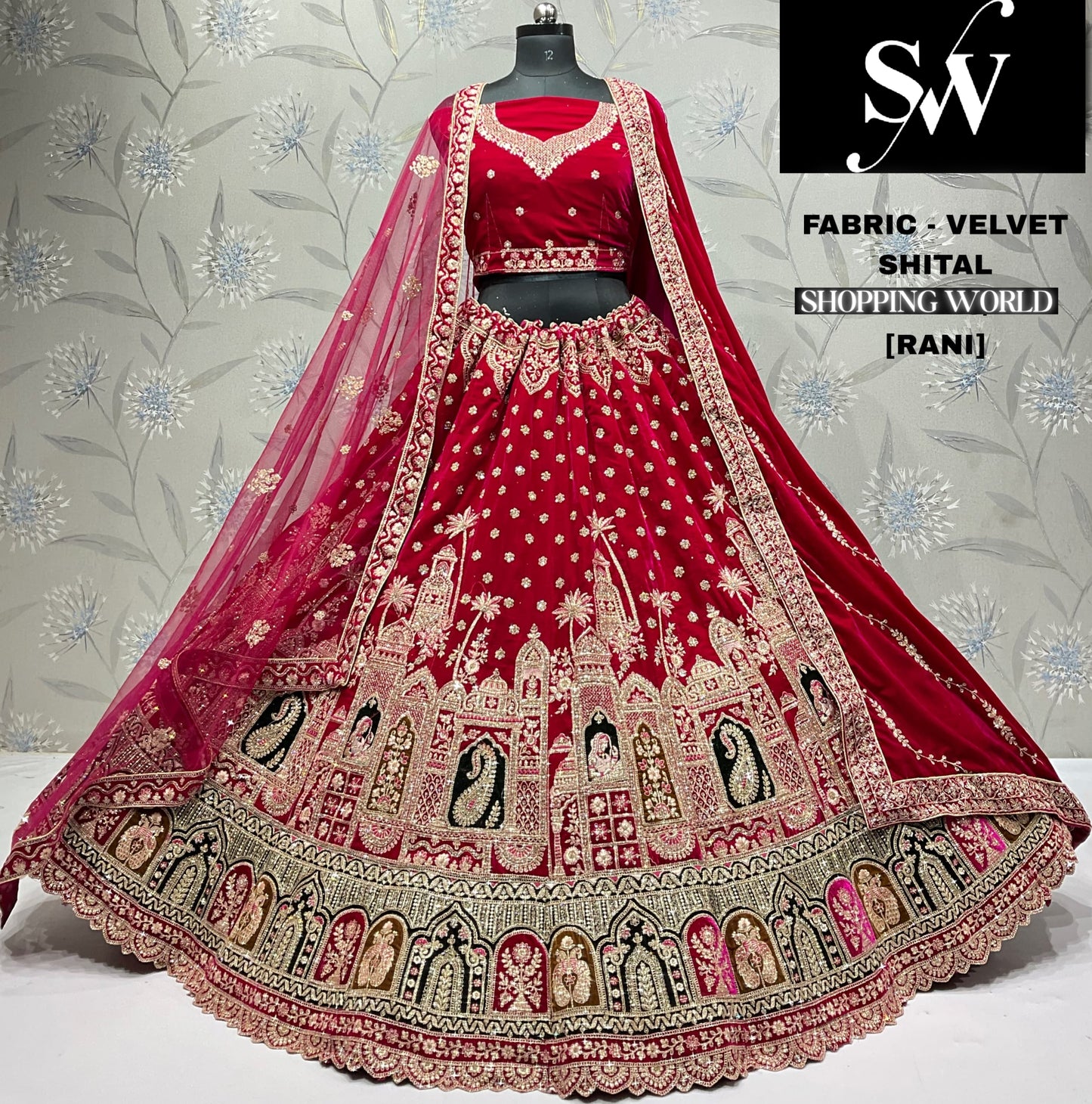 Red double dupatta bridal Lehenga