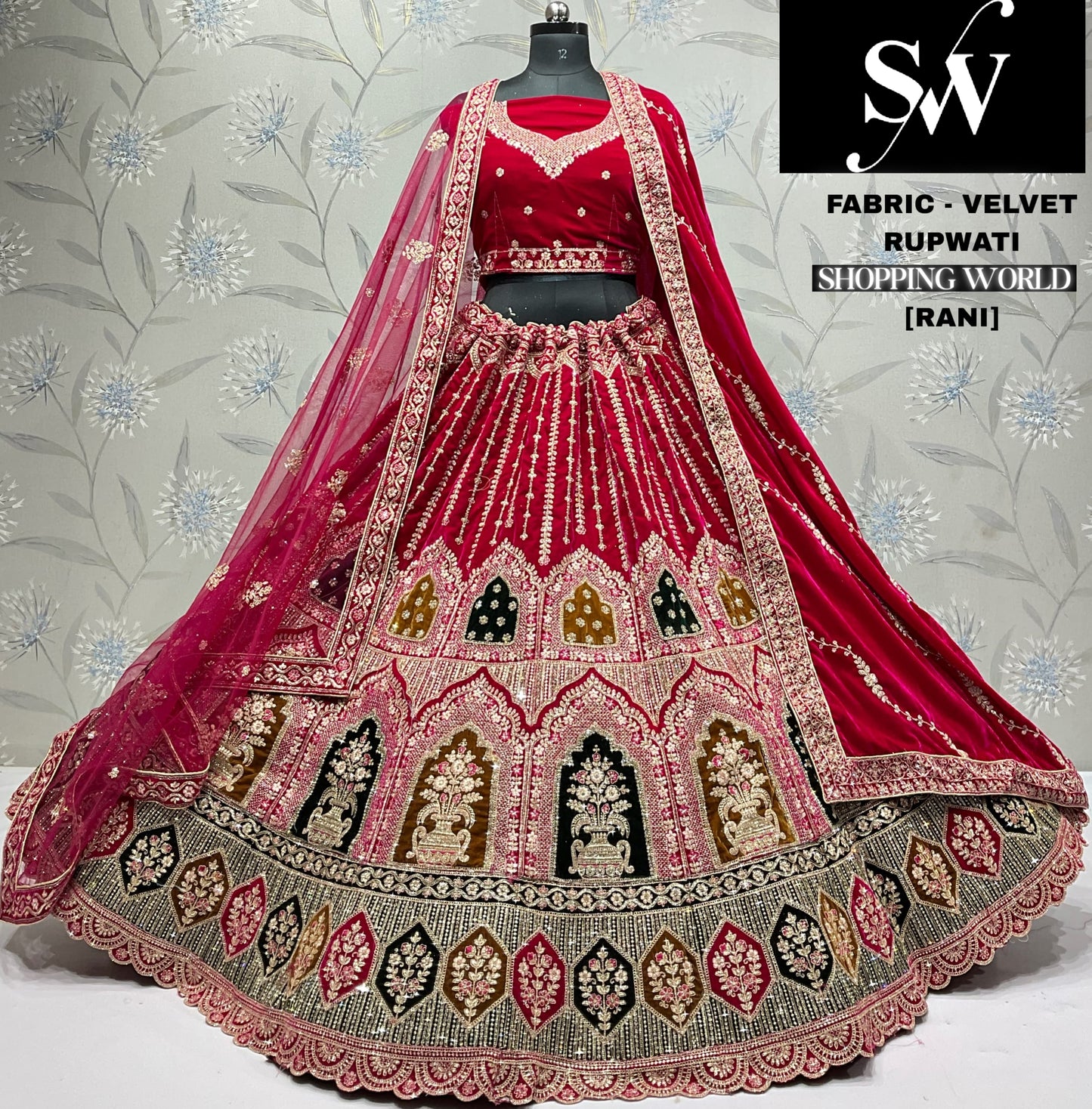D.Maroon double dupatta bridal Lehenga