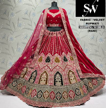 D.Maroon double dupatta bridal Lehenga