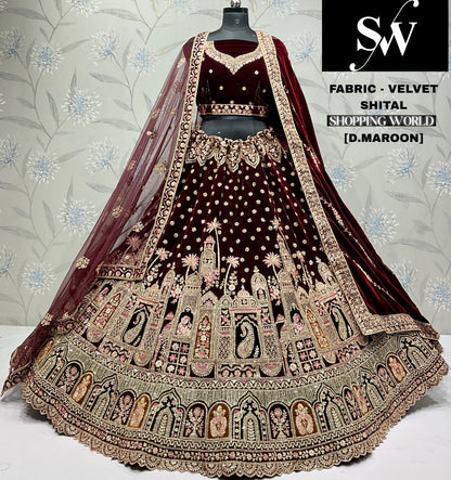Red double dupatta bridal Lehenga