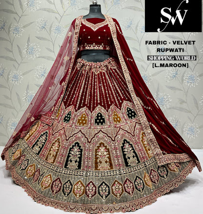 D.Maroon double dupatta bridal Lehenga