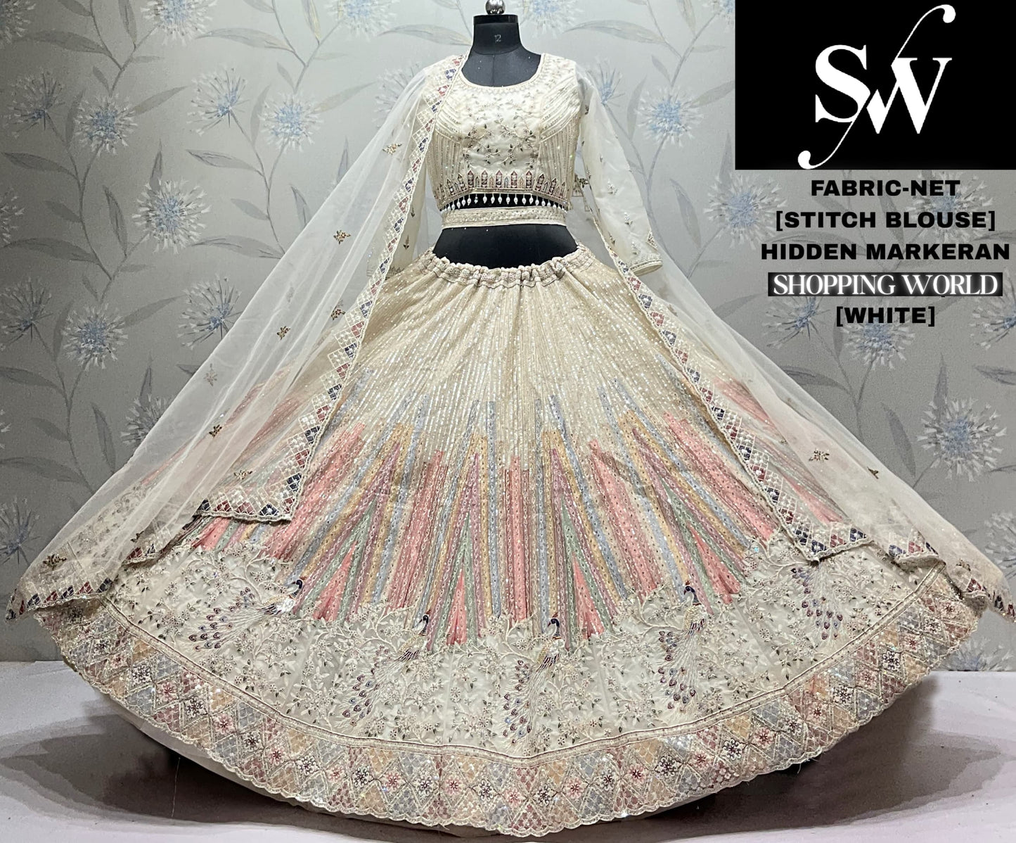 White crop top Lehenga