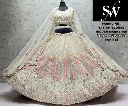 White crop top Lehenga