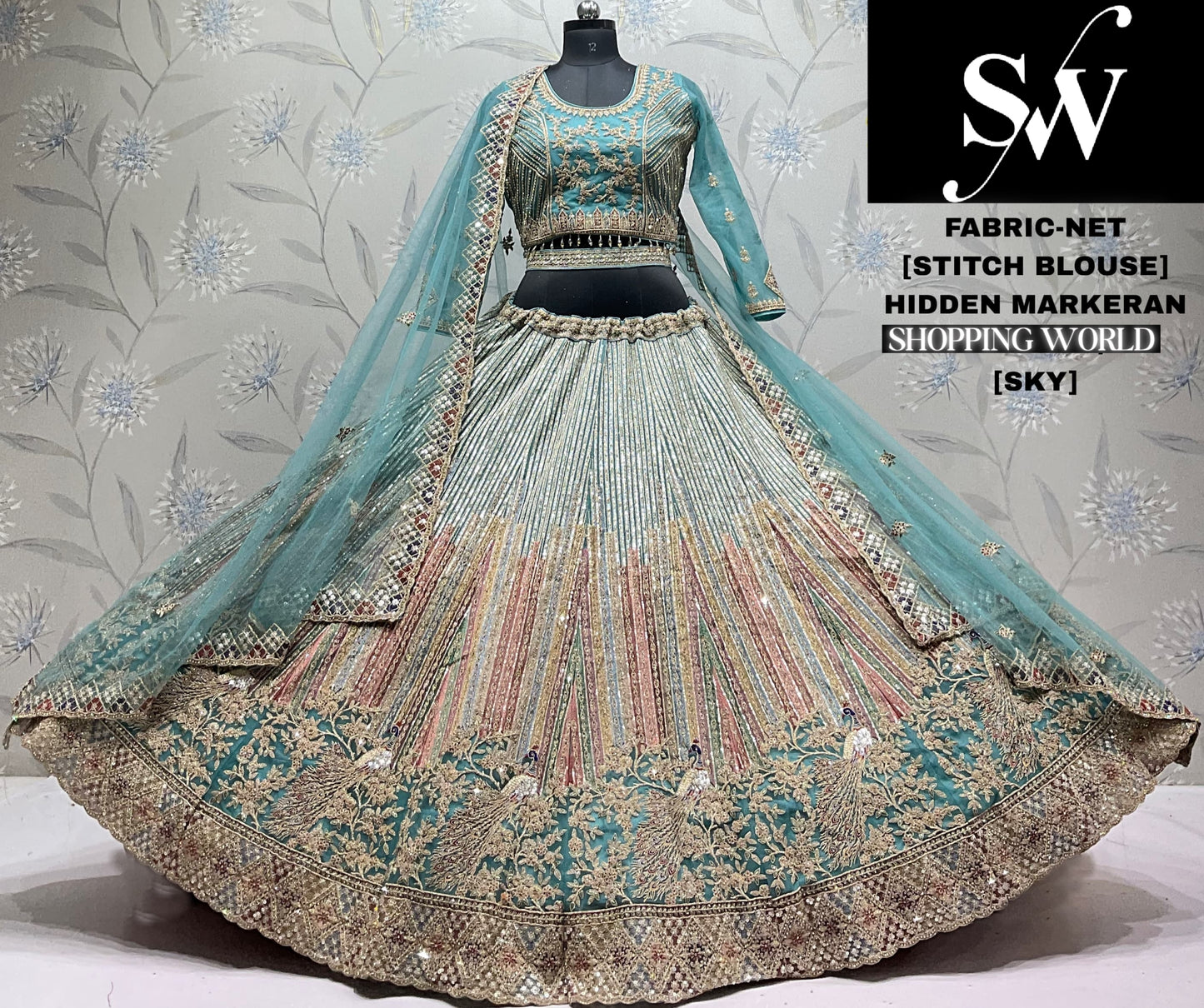 White crop top Lehenga