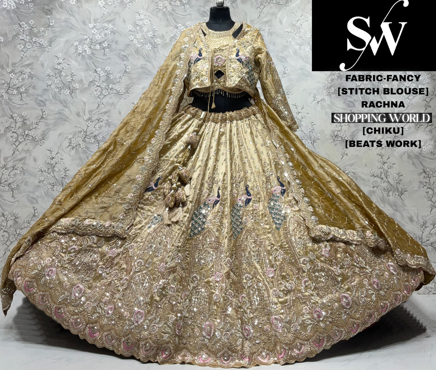 Mehandi crop top Lehenga