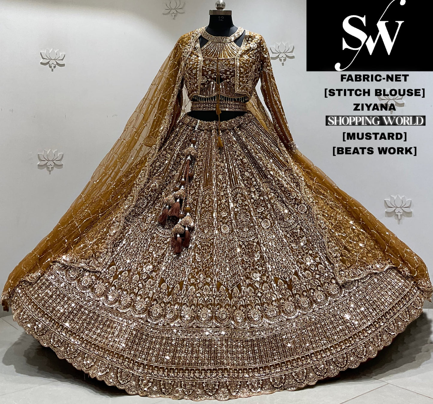 Golden chiku crop top Lehenga