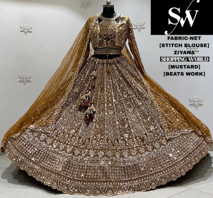 Golden chiku crop top Lehenga