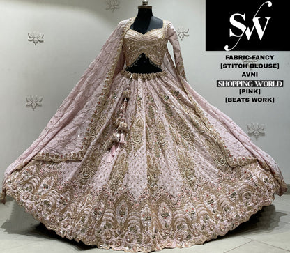 Pink crop top Lehenga