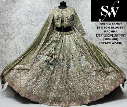 Mehandi crop top Lehenga