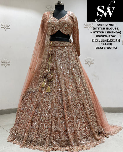 Peach crop top Lehenga