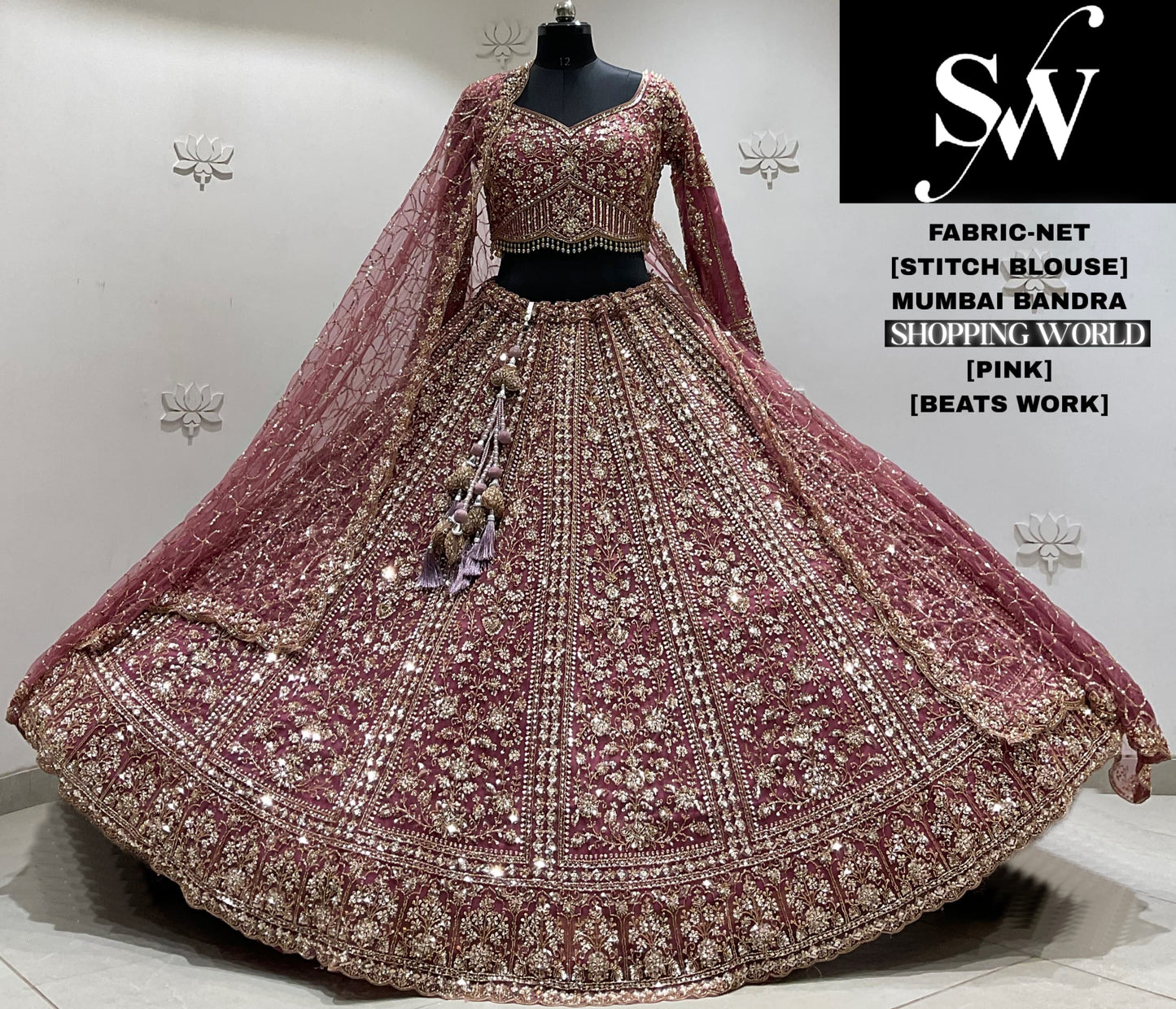 Lavender crop top Lehenga