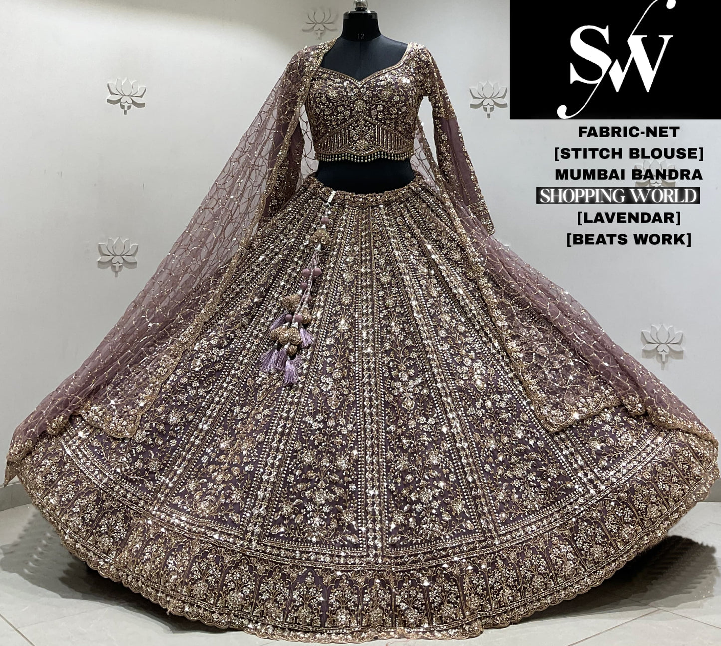 Lavender crop top Lehenga