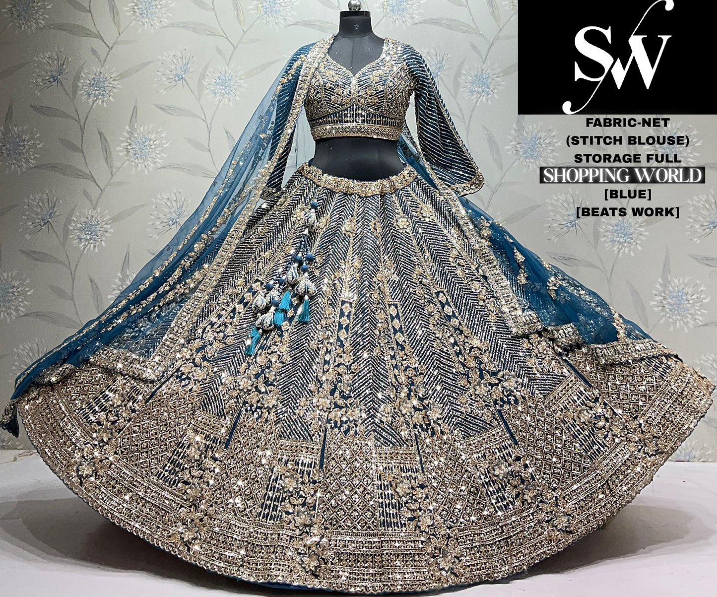 Blue crop top Lehenga