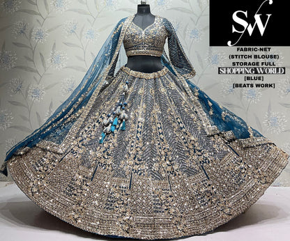 Blue crop top Lehenga