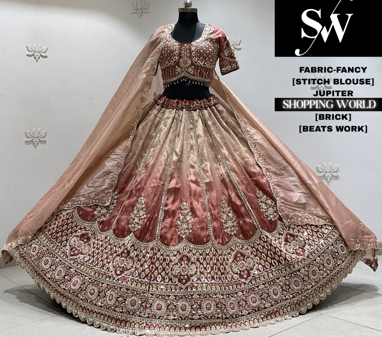 Pink fancy stitch partywear Lehenga