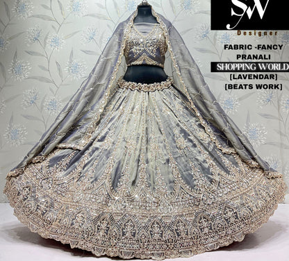 Lavender fancy semi stitch partywear Lehenga
