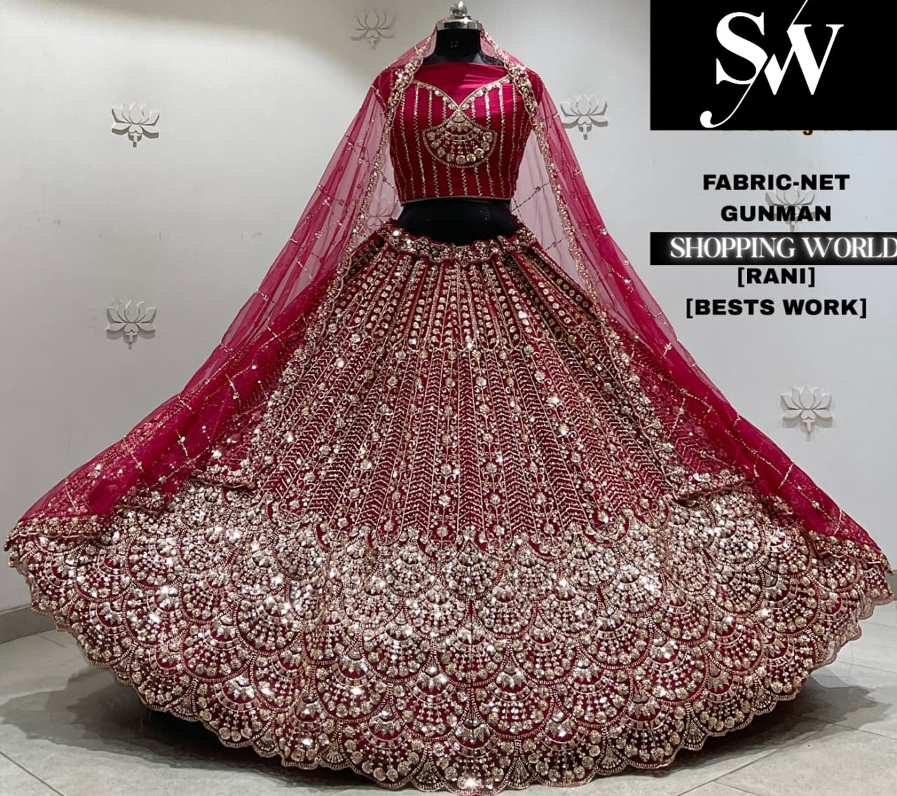 Rani pink net semi stitch partywear Lehenga