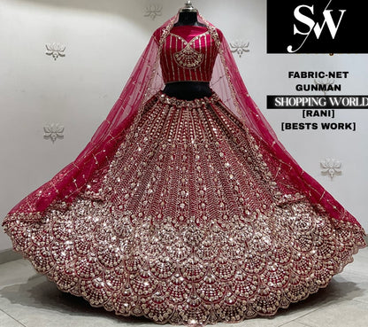 Rani pink net semi stitch partywear Lehenga