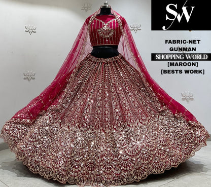 Rani pink net semi stitch partywear Lehenga