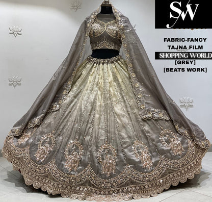 Peach fancy semi stitch partywear Lehenga