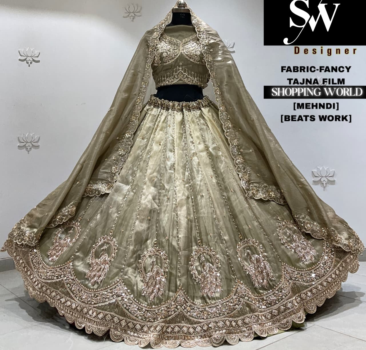 Peach fancy semi stitch partywear Lehenga