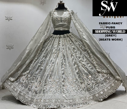 Grey fancy semi stitch partywear Lehenga