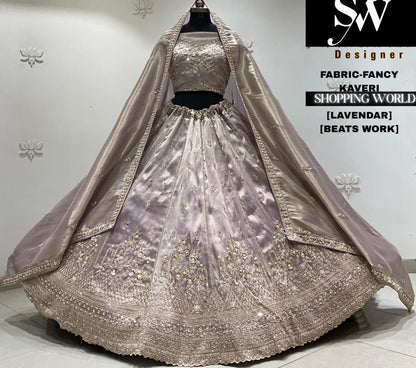 Lavender fancy semi stitch partywear Lehenga