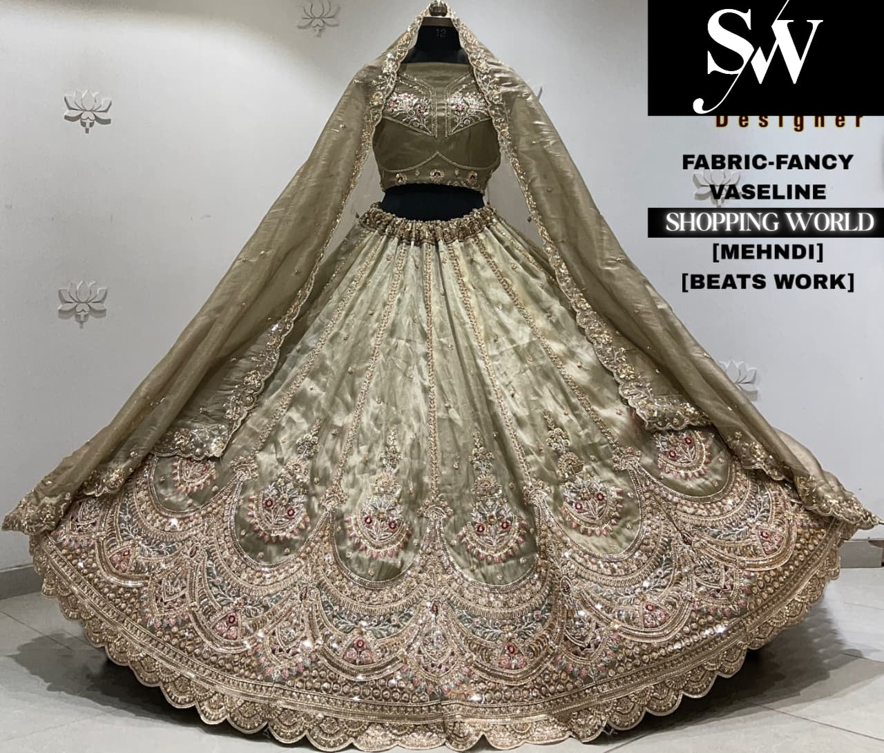Mehandi fancy semi stitch partywear Lehenga