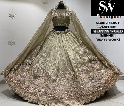 Mehandi fancy semi stitch partywear Lehenga