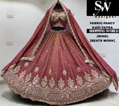 Wine fancy semi stitch partywear Lehenga