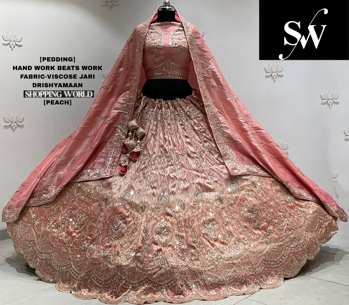 White silk double dupatta Lehenga