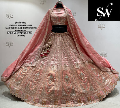 Off White viscose jari Lehenga