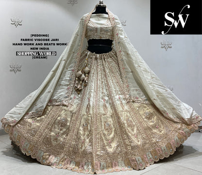 Off White viscose jari Lehenga