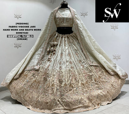 Peach viscose jari Lehenga