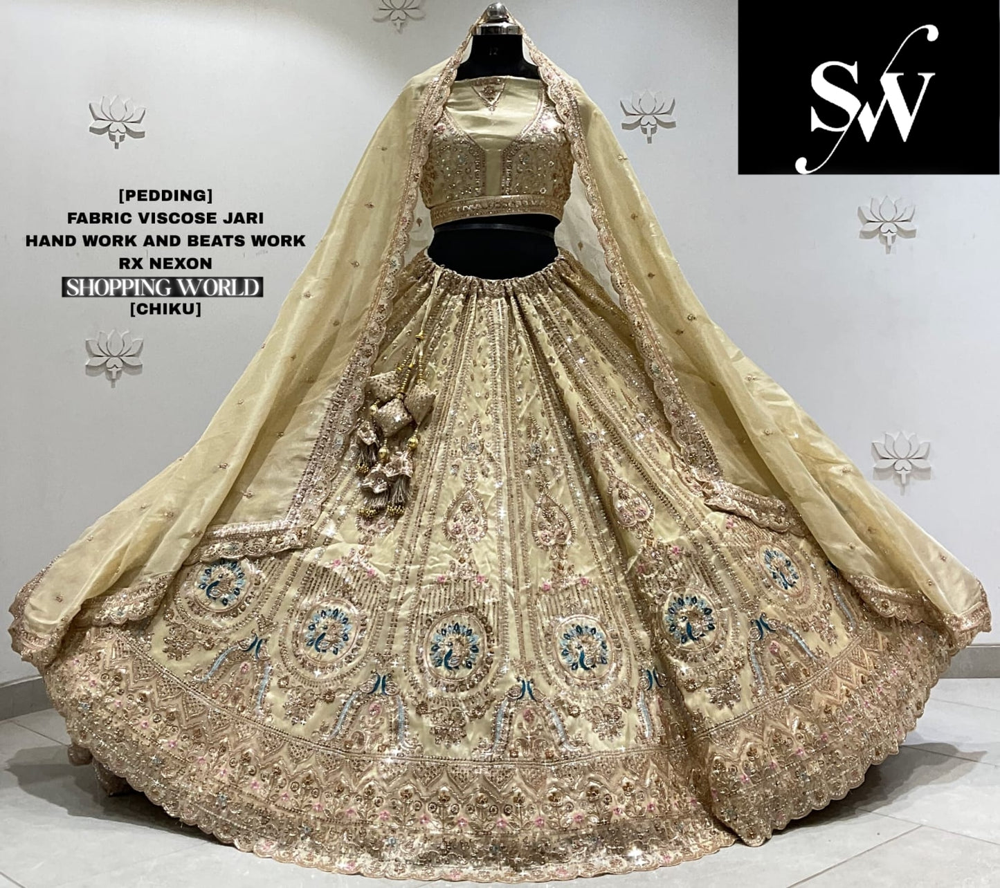 Sky green viscose jari Lehenga