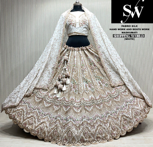 White silk Lehenga