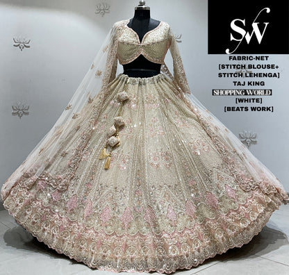 Golden pink net crop top Lehenga