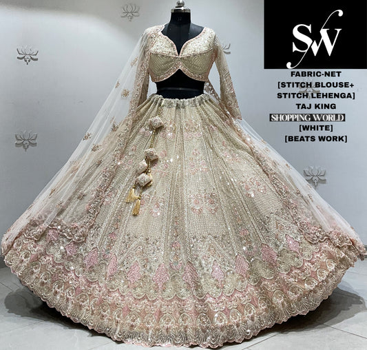 Sky blue net crop top Lehenga
