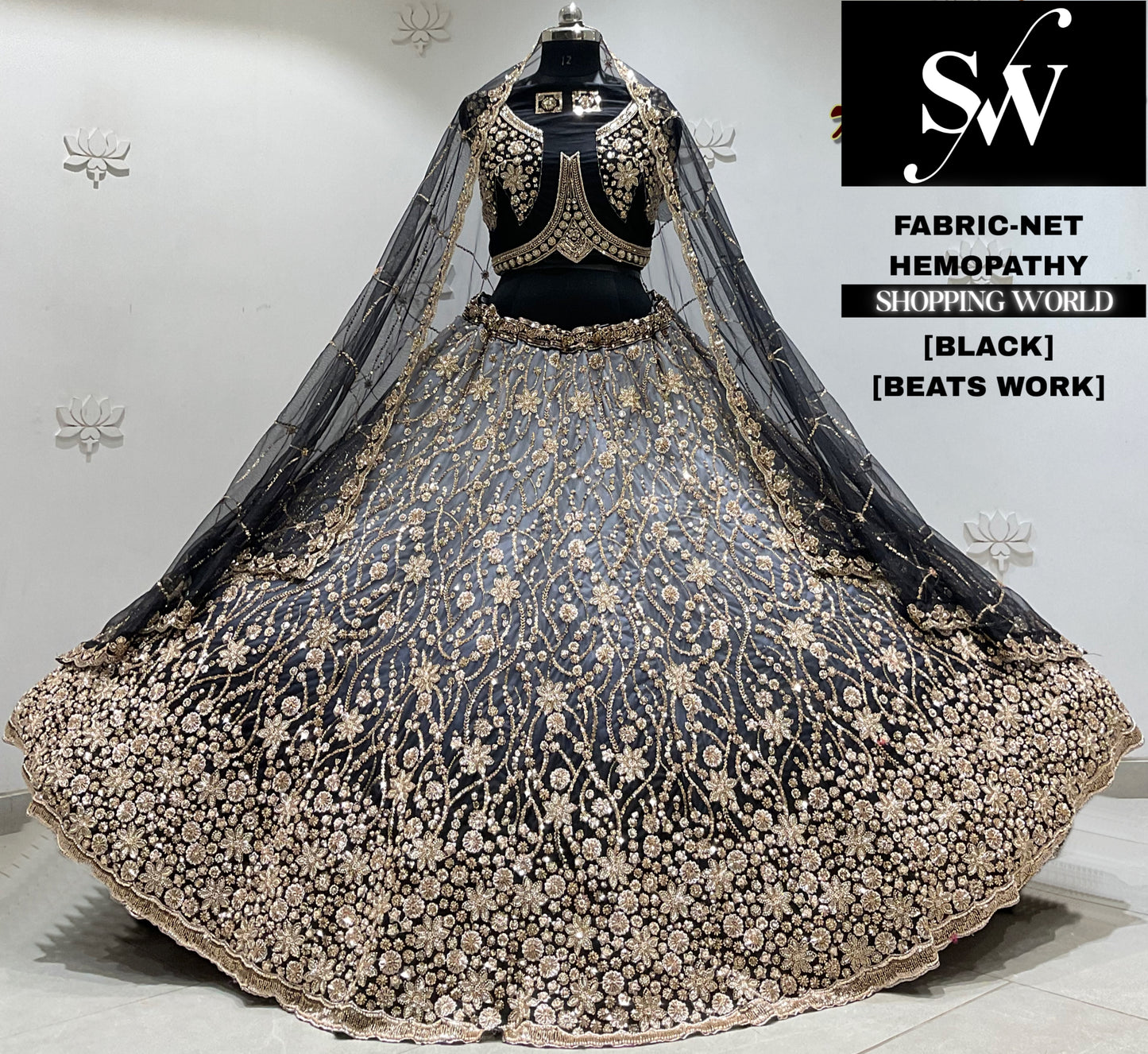Blue net Lehenga