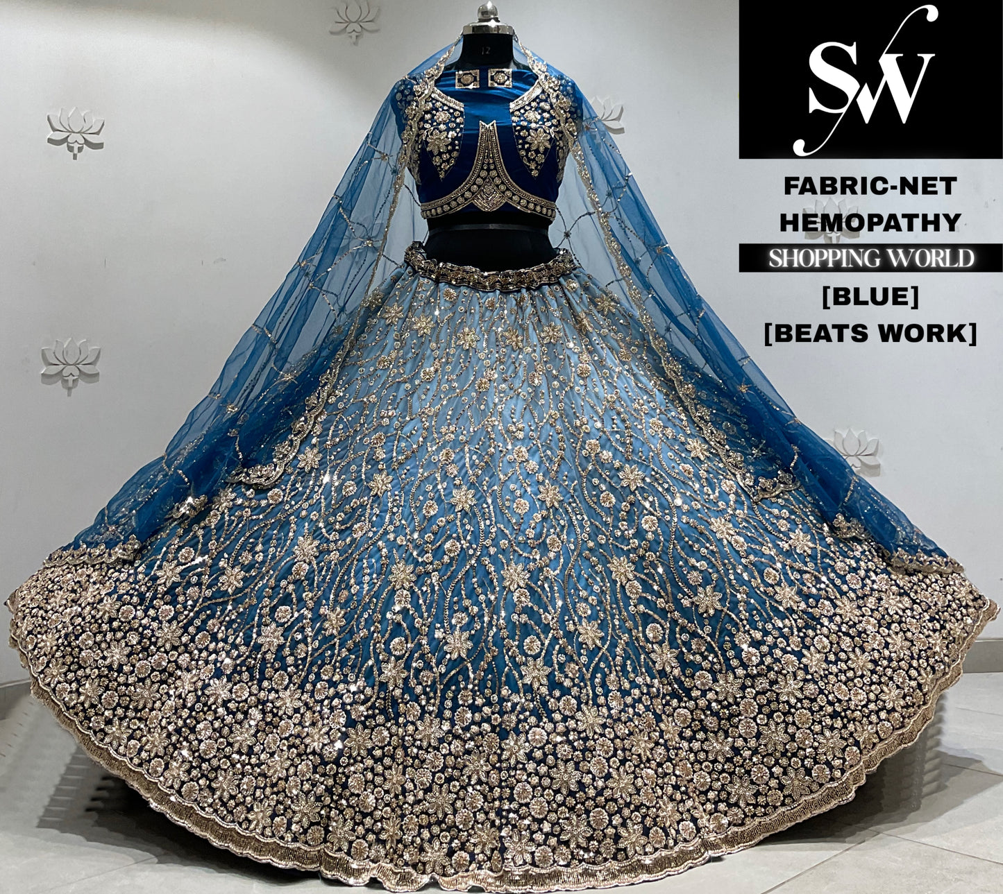 Blue net Lehenga