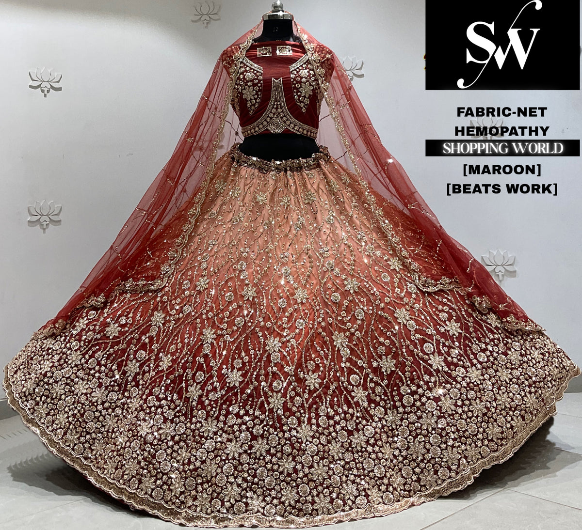 Blue net Lehenga