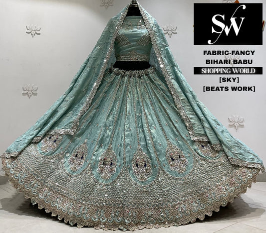 Sky blue net Lehenga
