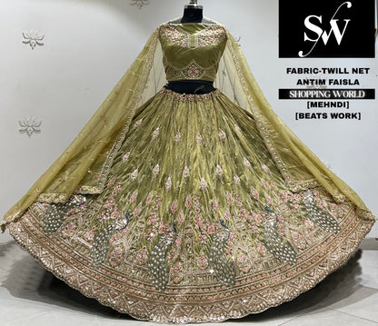 Sky blue net Lehenga