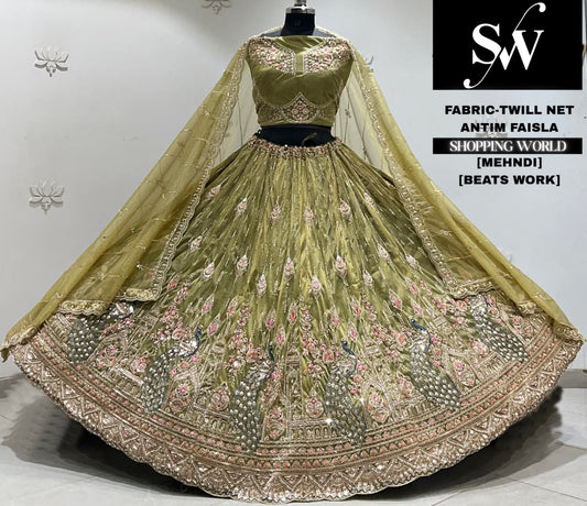 Mehandi net Lehenga