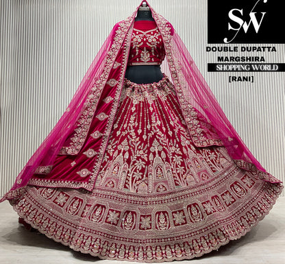 D.maroon velvet double dupatta Lehenga