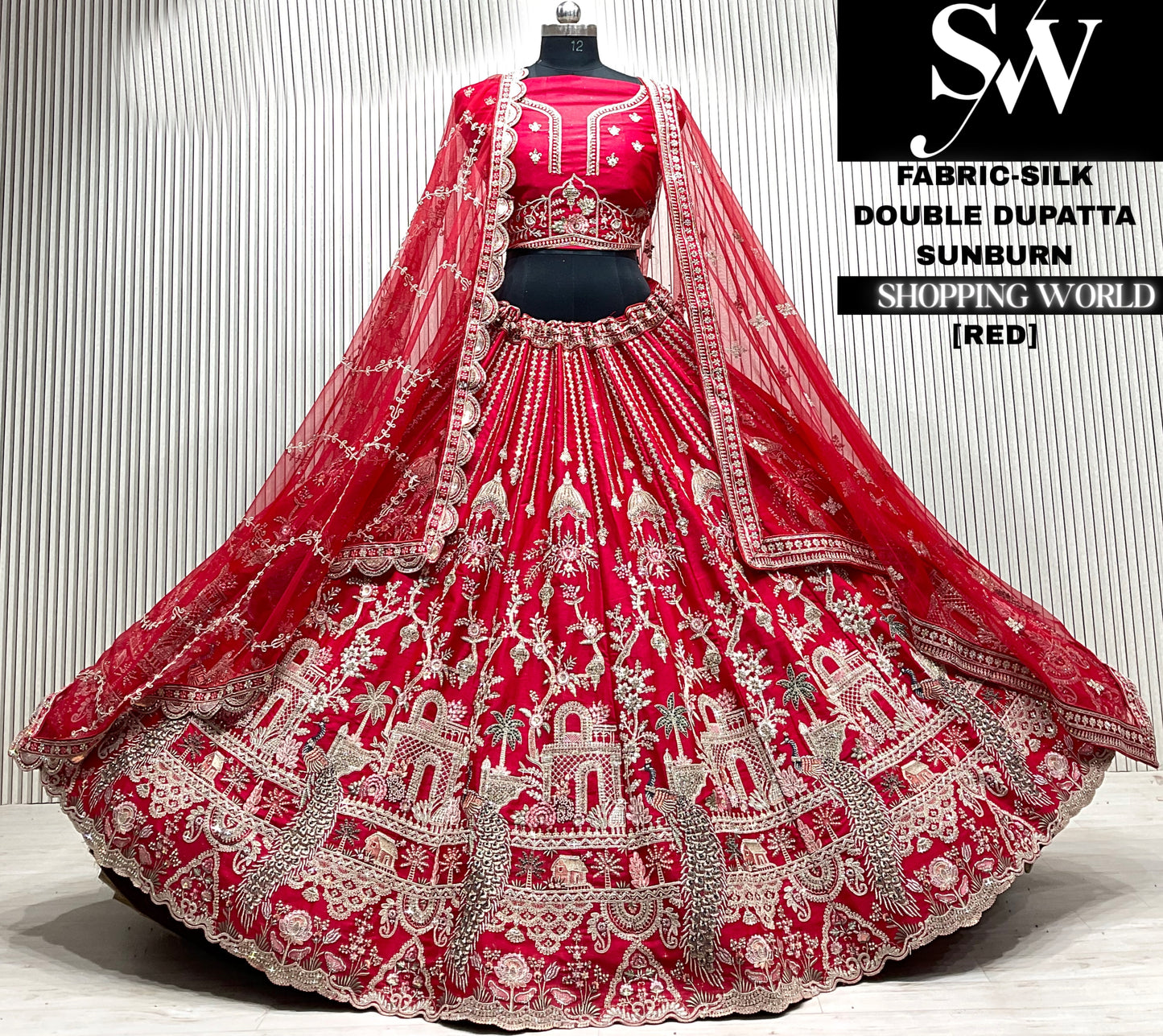 Rani pink velvet double dupatta Lehenga