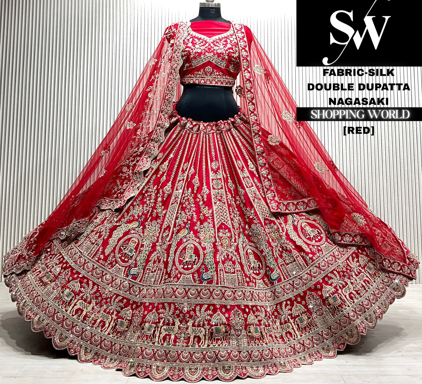 Maroon velvet double dupatta Lehenga